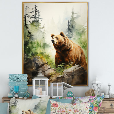 Watercolor Grizzly Bear In Its Haven On Canvas Print -  Millwood Pines, 15BEB88A20DF485AAF39E485129121A1