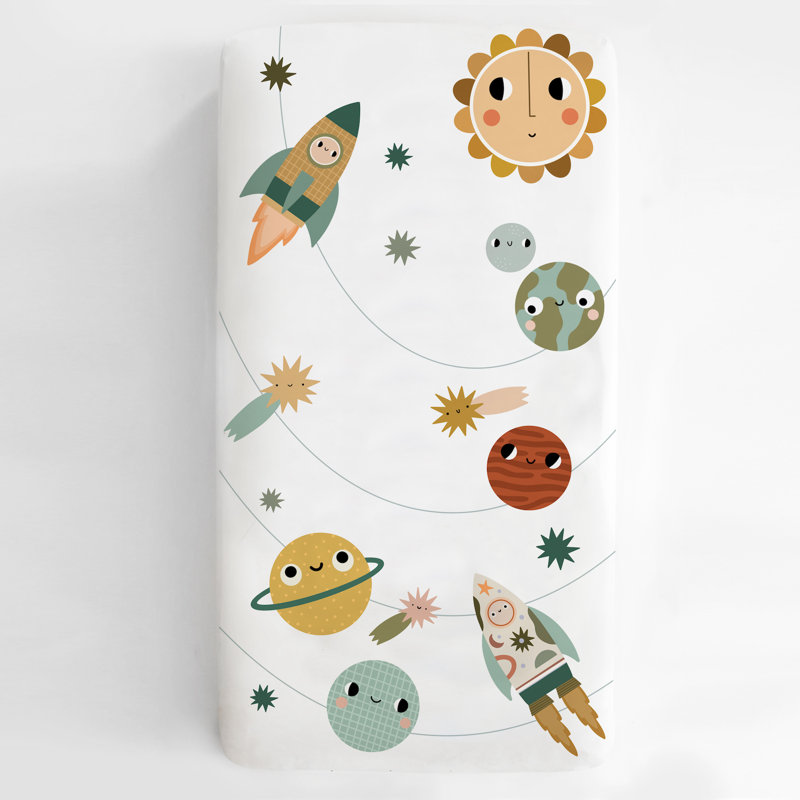 Drap-housse pour lit de bébé 100% coton Space Explorer