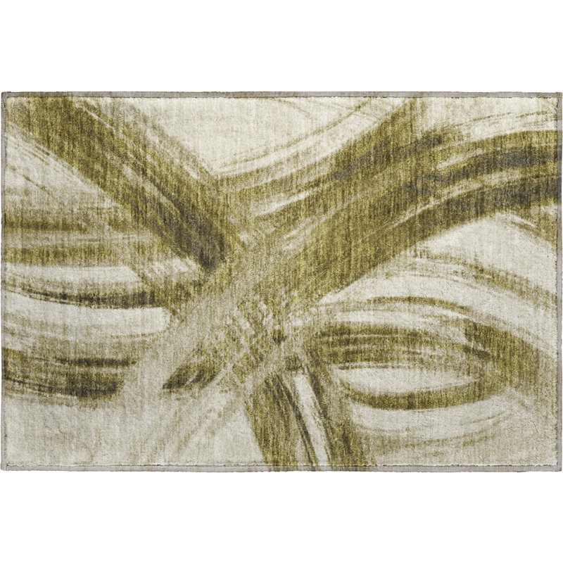 Tapis abstrait lavable à la machine de qualité supérieure Mayfield AMF2421, 2 pi 6 po x 3 pi 10 po, Kaki