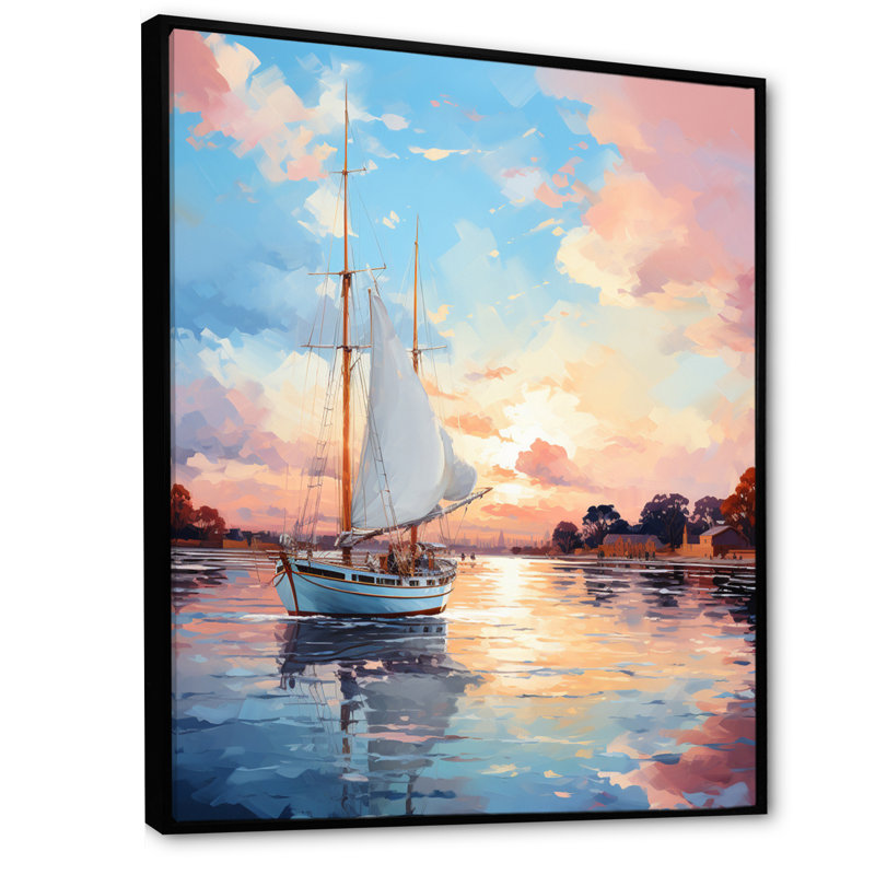 Port Port tranquille - impression, H 32 po x l 24 po x P 1 po, Cadre flottant noir