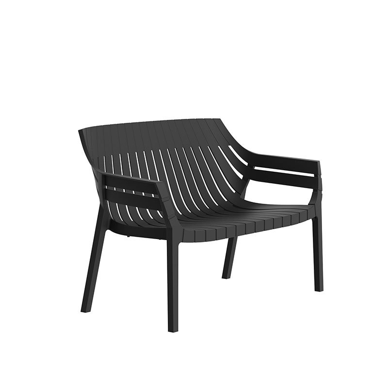 Spritz 46.75" Wide Outdoor Patio Sofa, Plastic Black