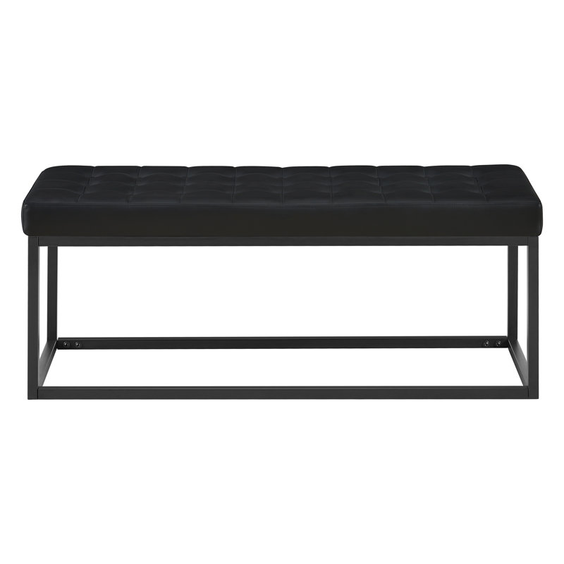Holtman Faux Leather Bench with Metal Legs, Black