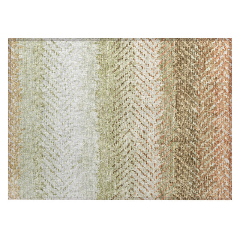 Machine Washable Indoor/Outdoor Chantille ACN2740 Striped Rug, 1'8" x 2'6", Sage