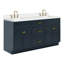 Meuble-lavabo double autoportant de 67 po avec plateau en quartz blanc Hamlet-93068169