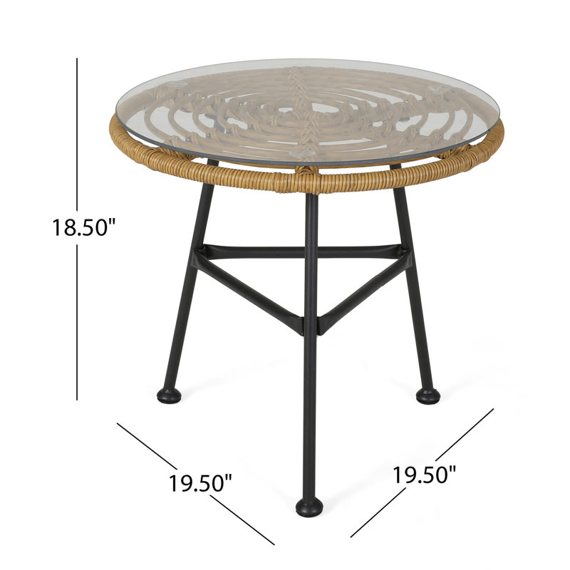 Table d'appoint avec plateau en verre trempé