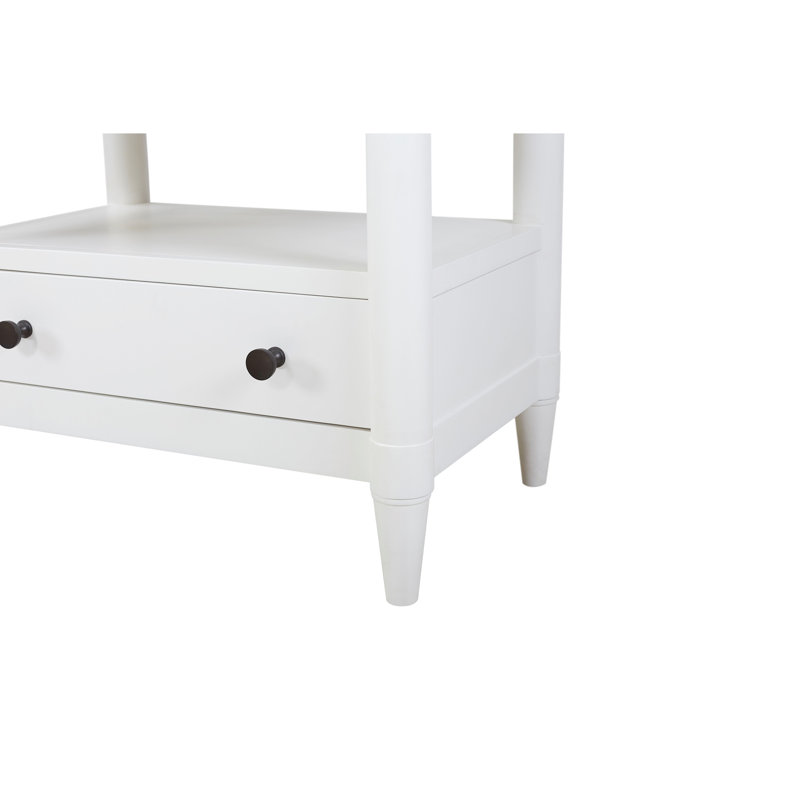 Table de chevet ouverte blanche 2 - Design intérieur doublé de feutre et de bois massif avec base à 2 tiroirs de rangement