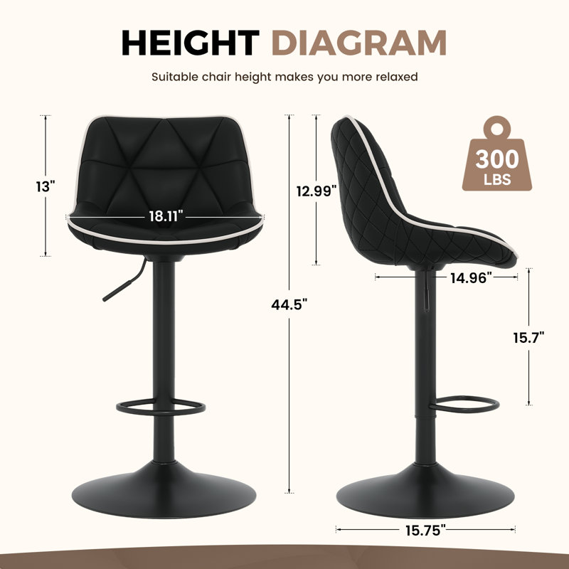 Ensemble de 2 tabourets de bar Modern, Noir
