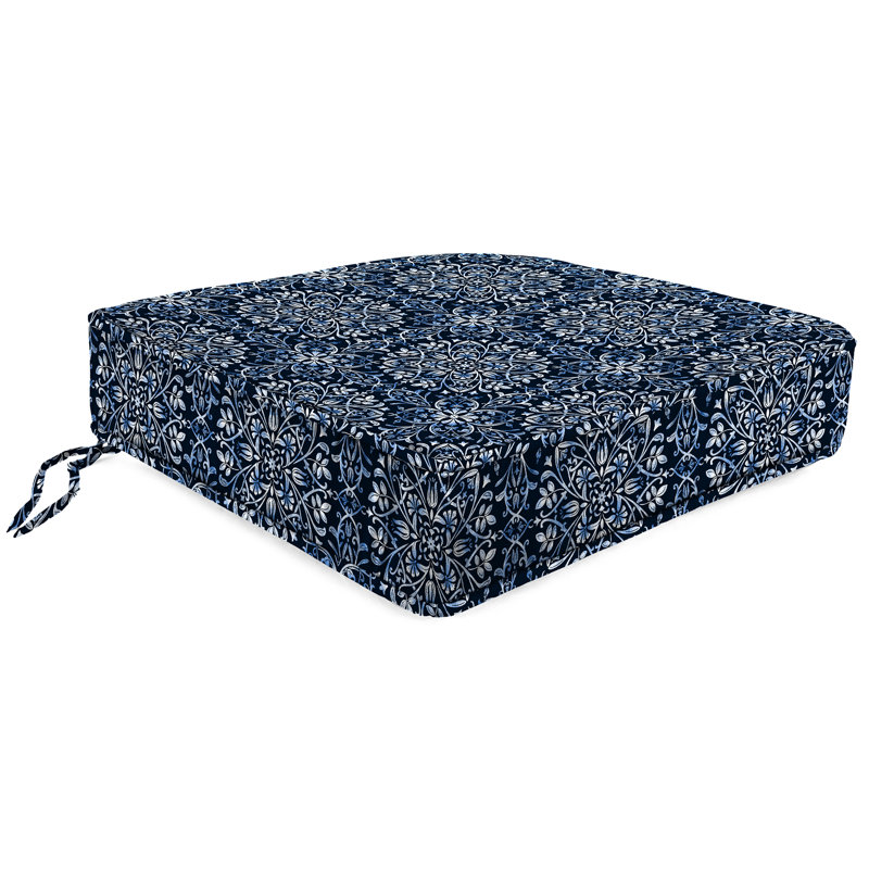 22.5" x 22.5" Outdoor Deep Seat Cushion with Ties and Welt, Dresden Midnight