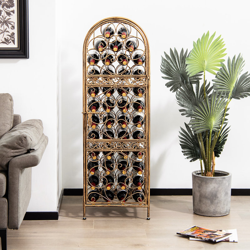 Swaney 45 Bottle Free -standing Shelf Wine Rack in Gold