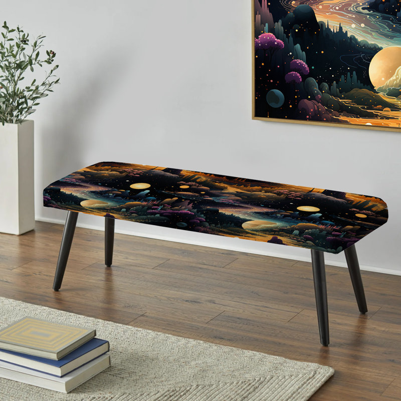 Paysage dans l'espace - Banc rembourré floral noir