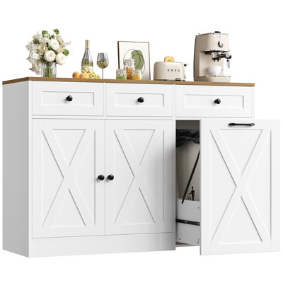 Pull-out Trash Cabinet, Free Standing Kitchen Storage Cabinet, For Kitchen Living Room
