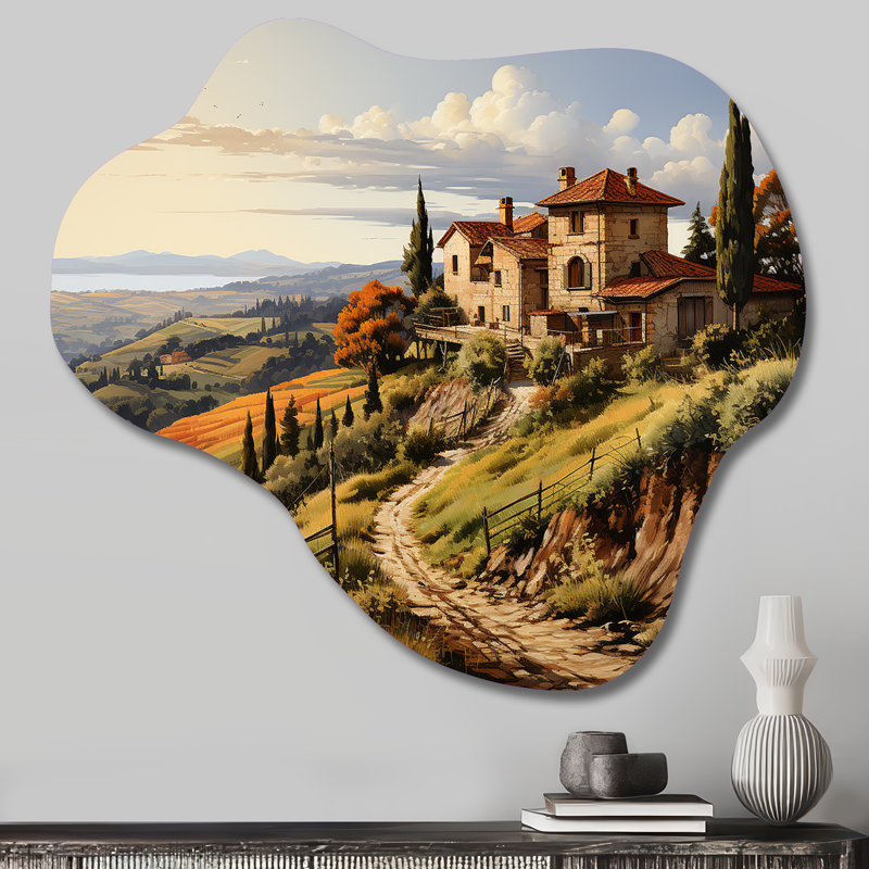 «Country Charm Tuscan Splendor», art mural métallique asymétrique pour le salon, H 22 po x l 30 po