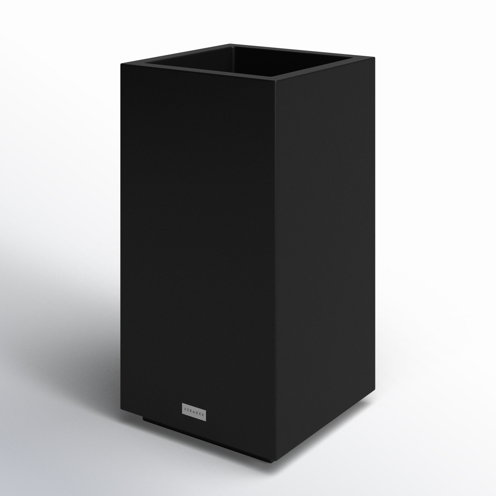 Block Series Pedestal Planter, 26” H x 13.5” W x 13.5” D, Black