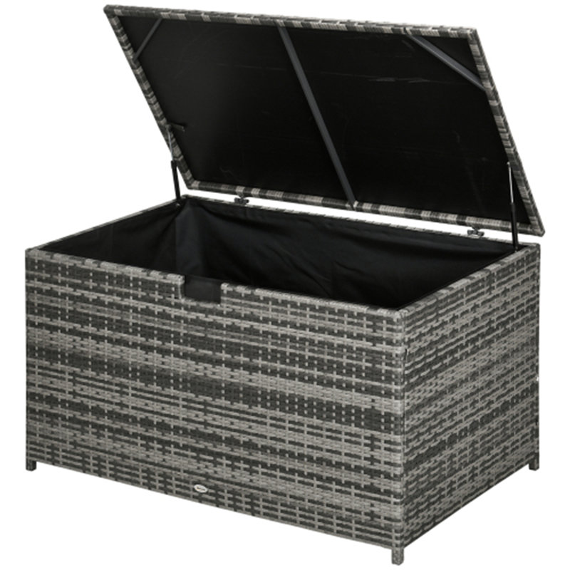 Boîte de rangement en rotin imperméable 113 gallons, Gris foncé