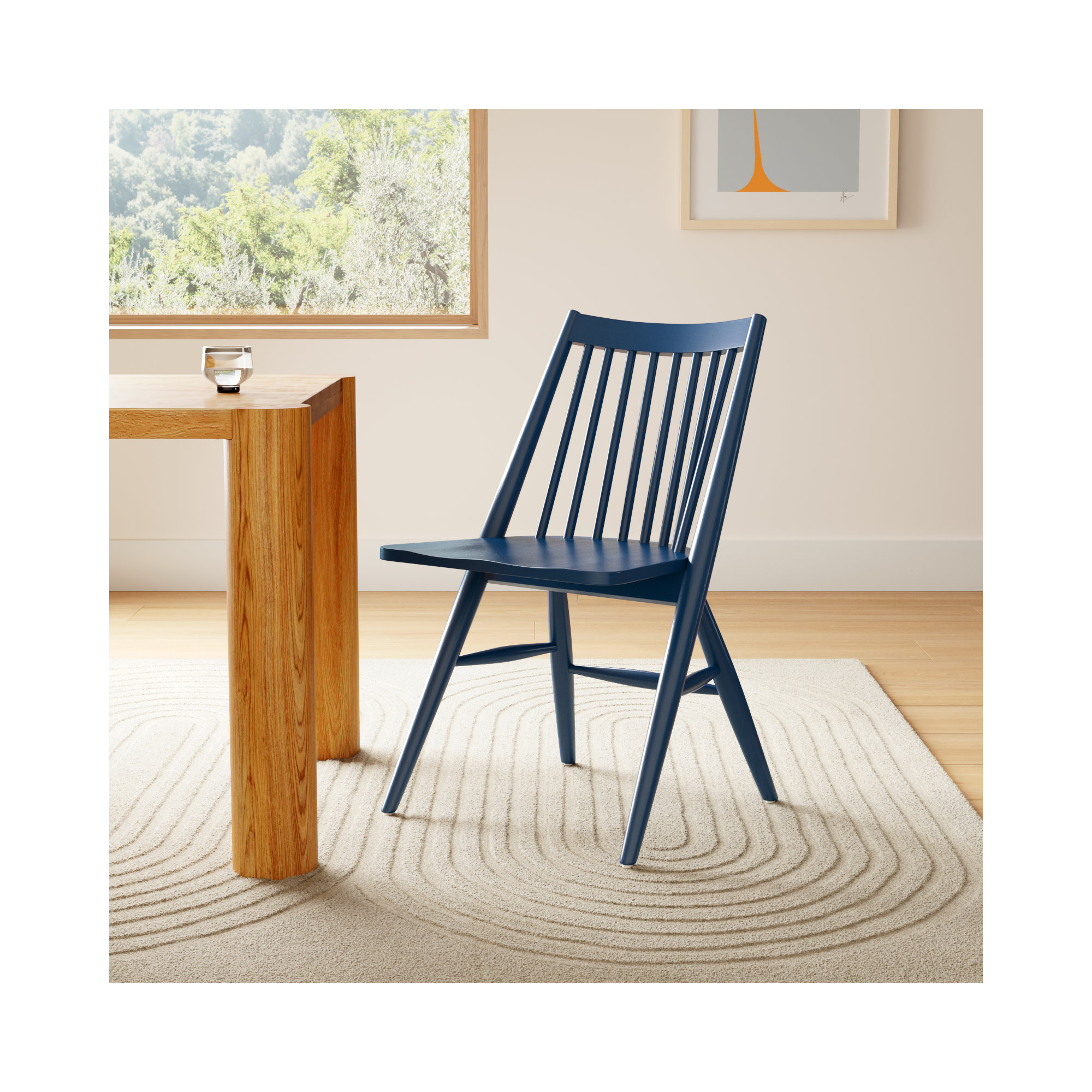 Kloss Solid Wood Slat Back Side Chair, Navy