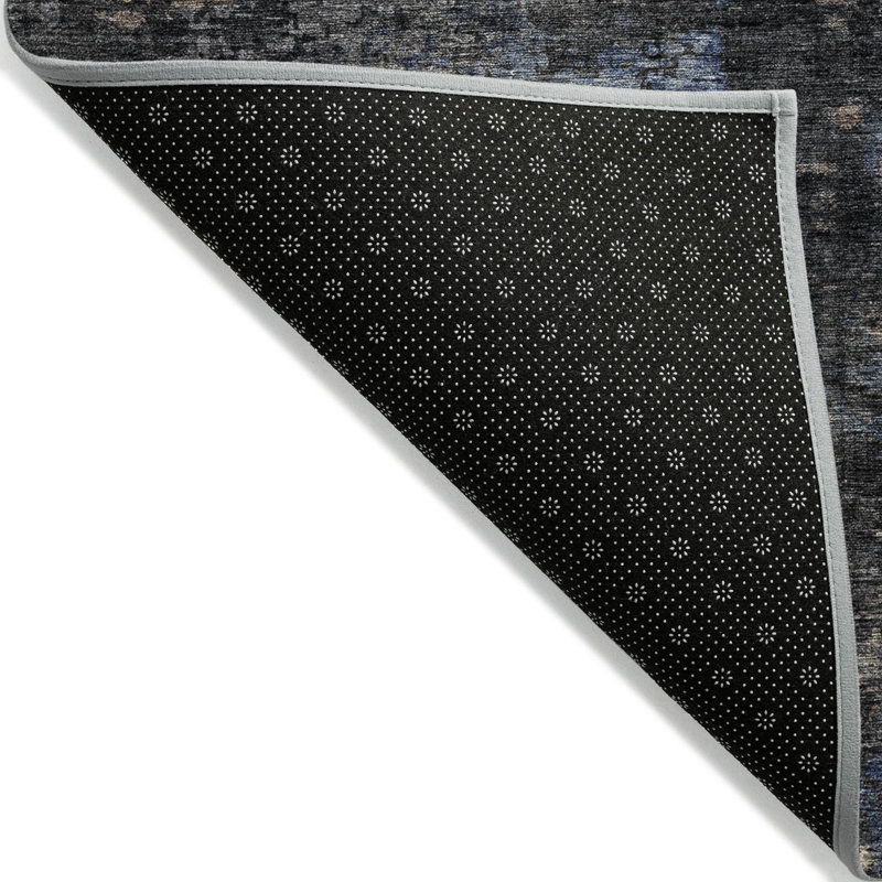 Tapis extérieur lavable abstrait gris anthracite et argent 5 pi x 8 pi