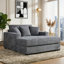 Fauteuil surdimensionné en tissu de chenille gris surdimensionné avec station de charge intégrée Luxury