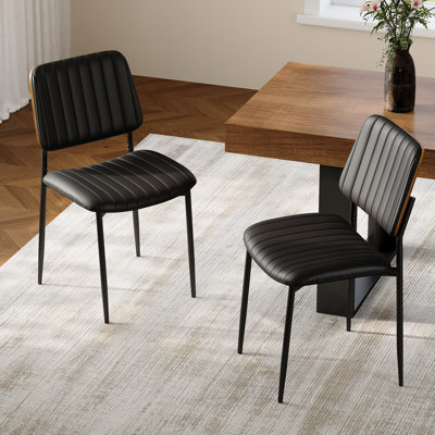 Chaises de salle à manger en similicuir avec structure en bois cintré - Chaises d'appoint rembourrées modernes, ensemble de 2, pour salle à manger, cuisine, café