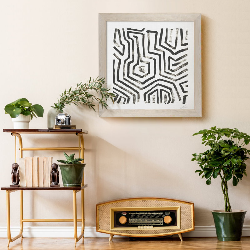 " Mixed Signals V ", 35.5" H x 35.5" W x 1.5" D, White Framed