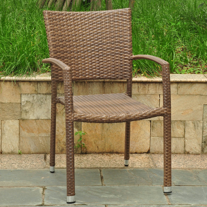 Chaise de patio empilable Brade, Brun antique
