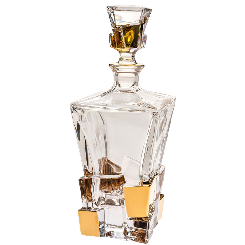 Crystal Glass Beverage Dispenser, Yellow