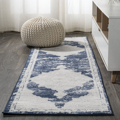 Amee Ornate Medallion Modern Ivory/Navy Rug