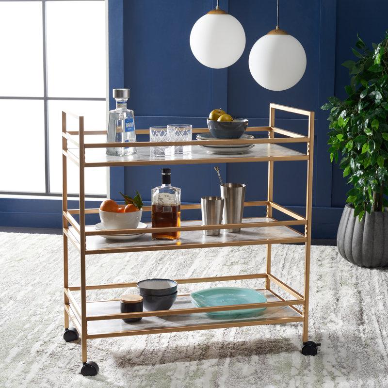 Rukie Metal Bar Cart, Gold