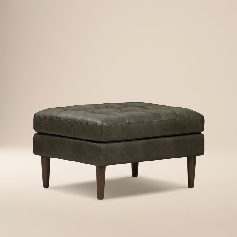 Repose-pieds en cuir italien Napa, Olivine / vert