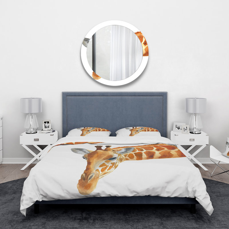 Portrait of A Giraffe IX - Ensemble de housse de couette Farmhouse - Microfibre de polyester