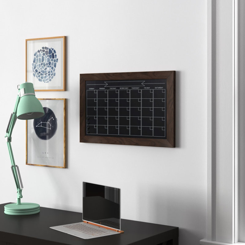 Tableau noir mural magnétique Brucie, Noyer brun, H 18 po x l 27 po