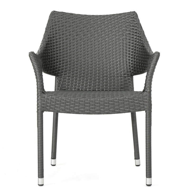 Chaises grises en PE et en fer avec structure épurée, utilisation élégante et durable pour la structure du patio, performance durable