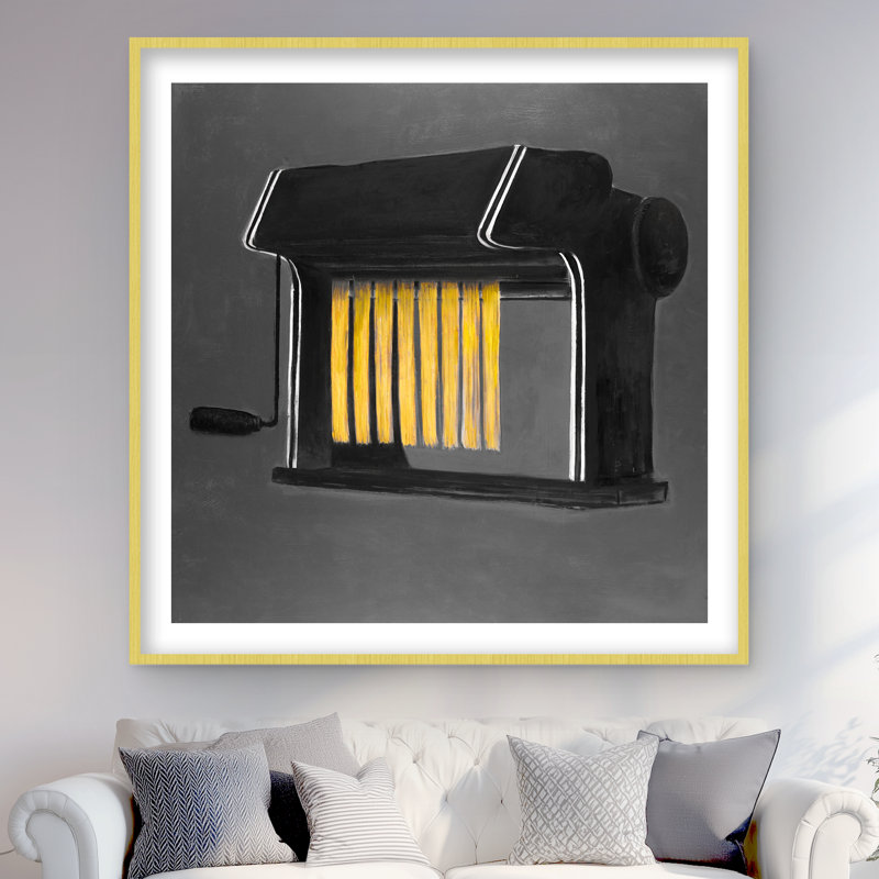 Fresh Pasta Machine - Yellow Kitchen Framed Matted Print