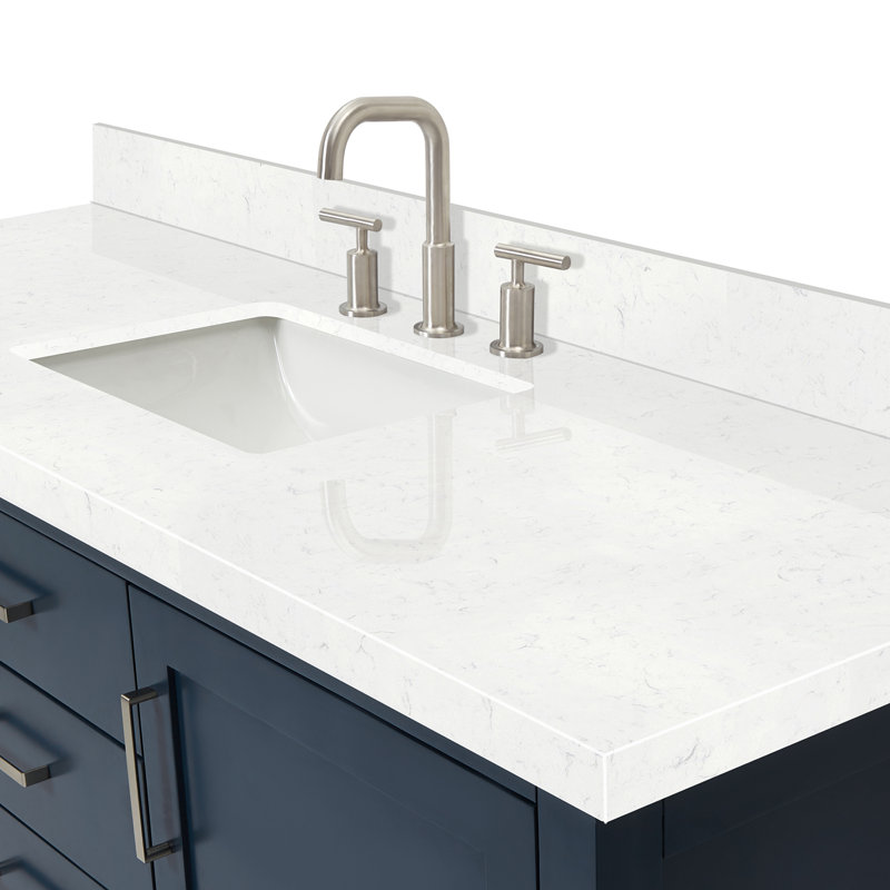 Bayhill 42'' Free Standing Single Bathroom Vanity with Quartz Top, Gray, 60" W, Carrara White Quartz