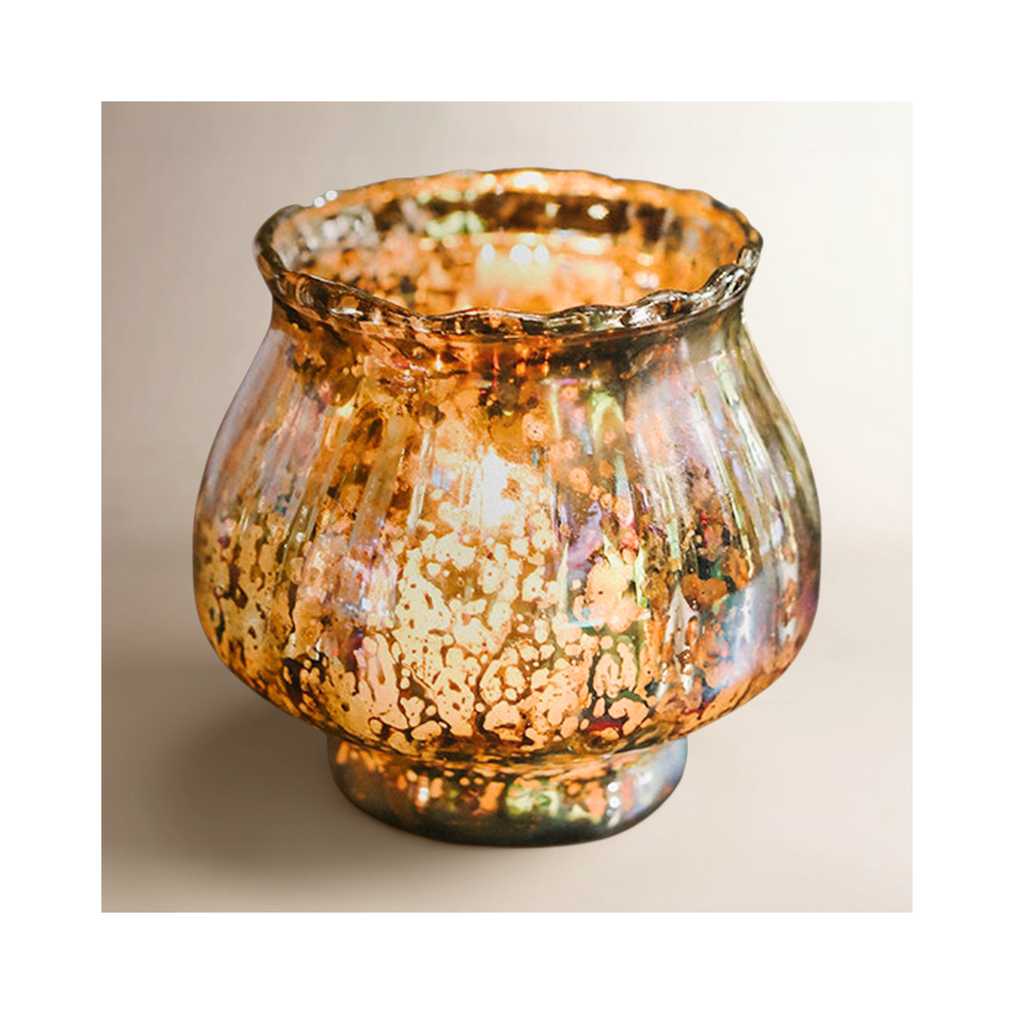 Glass Tabletop Votive Holder, 3.25" H x 3.5" W x 3.50" D
