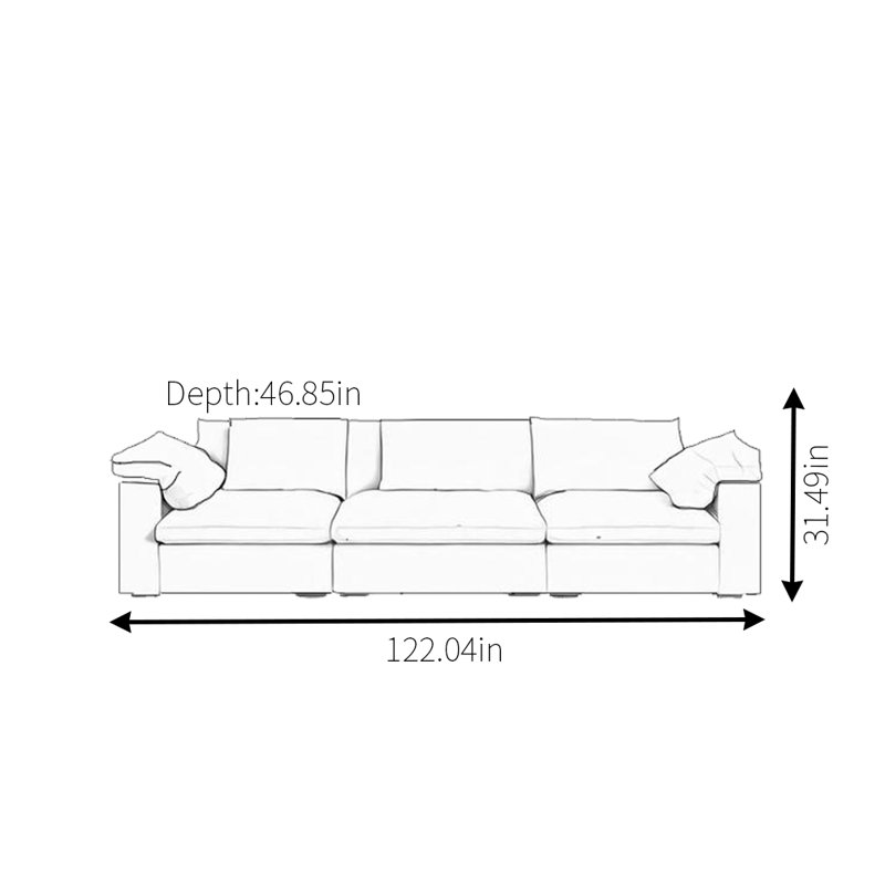 Canapé moderne blanc simple, H 31,49 po x l 122,04 po x P 46,85 po