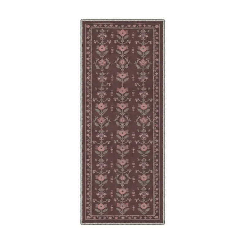 Bellingham Linden Floral Machine Washable Red / Green / Pink Indoor Area Rug with Non-Slip Backing, Runner 2'6" x 8'