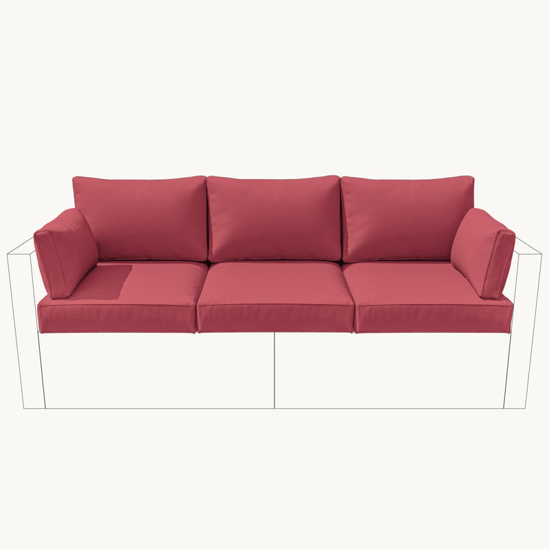 Outdoor Cushions Replacement Patio Cushions Set For 3 Seats, Fuchsia Red