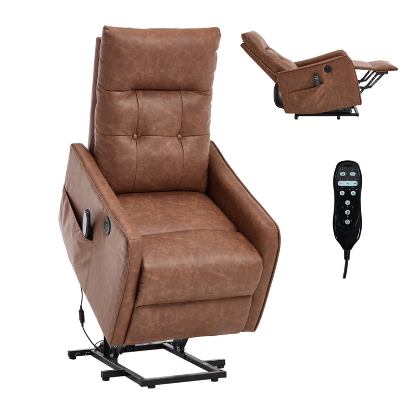 Single Motor Power Lift Recliner Chair with Massage and Heat for Elderly, Heavy Duty Motion Mechanism and One USB for Charging, Max Reclining Angle 155°
