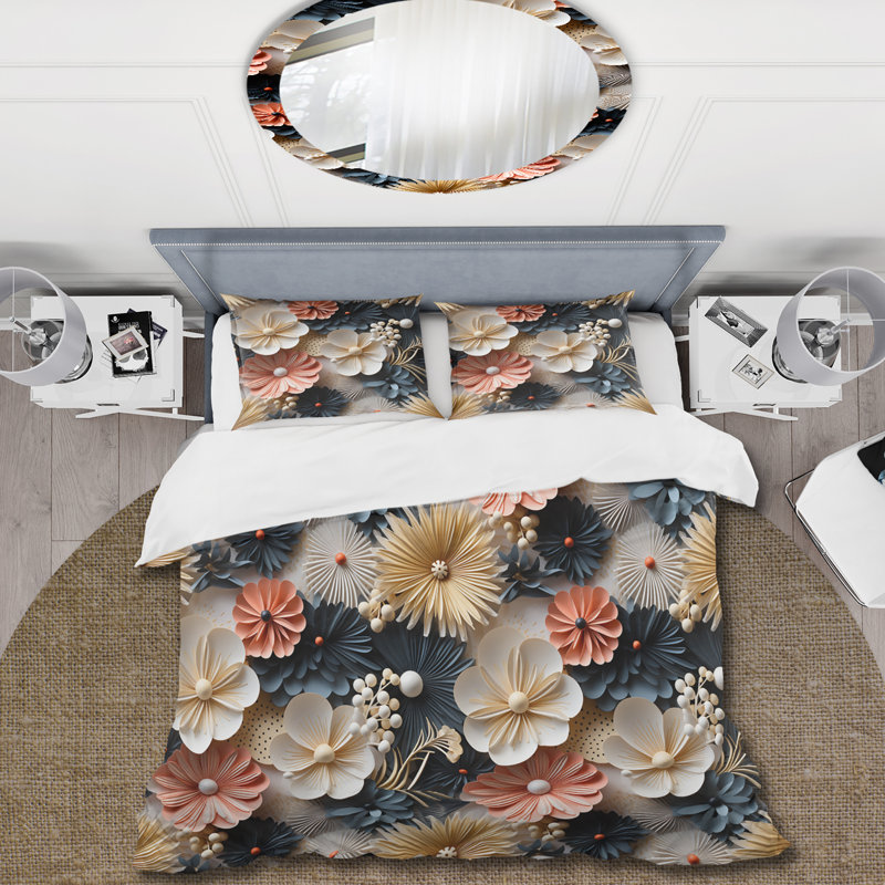 Literie sable et coquillages à motif tropical, Housse de couette pour très grand lit et 2 très