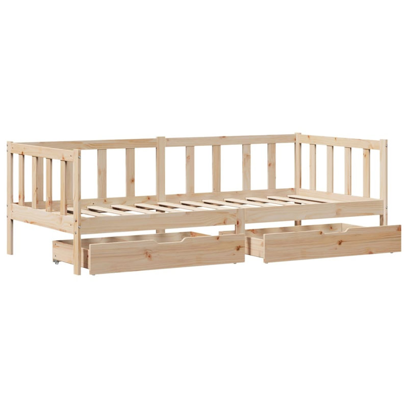 17 Stories Daybed With Drawers Without Mattress Single Solid Wood, Single (3'), Natural