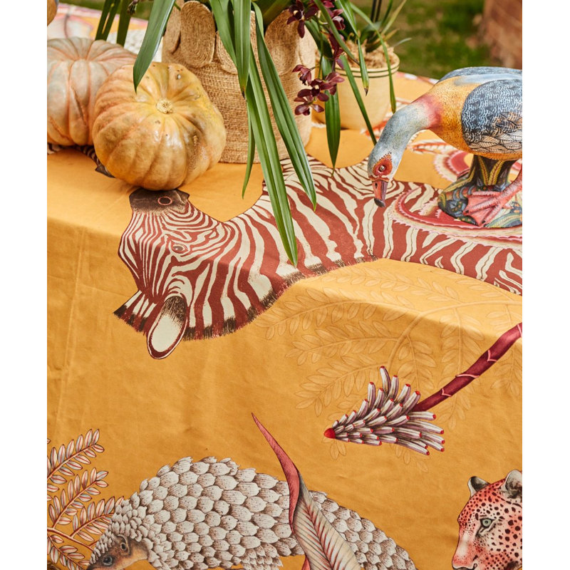 Ardmore Cotton Tablecloth, 138" Rectangle, Orange