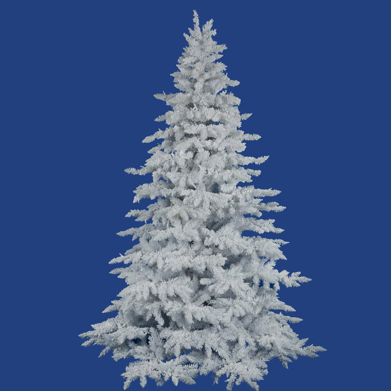 Flocked White Spruce AUnlit rtificial Christmas Tree, 7.5' H