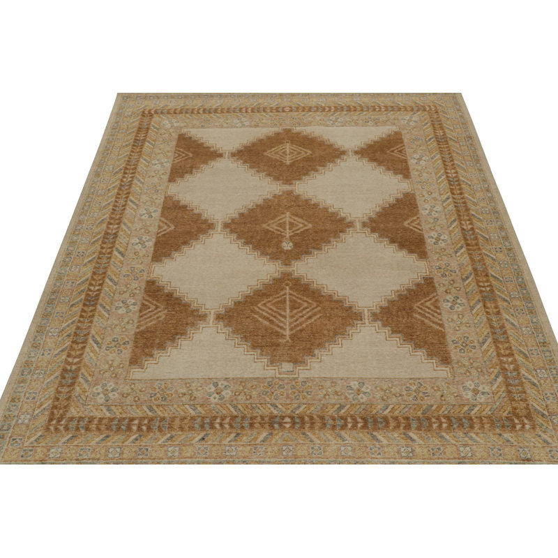 Distressed Hand Knotted Wool Area Rug, Rectangle 12' x 18'