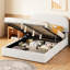 Lit double avec rangement hydraulique et plateforme en tissu molletonné blanc-289361791