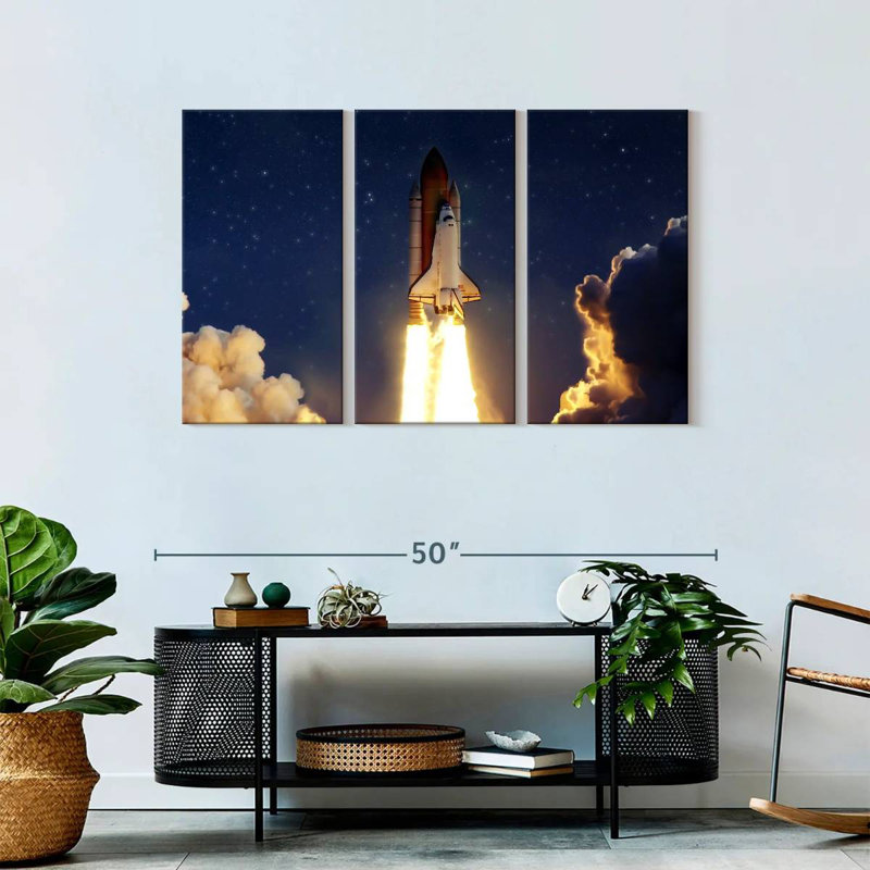 'Rocket Launching Through Clouds, 28" H x 45" W