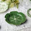 Plateau rond à 3 dimensions Le Jardin - Chou 13 po - Plateau en feuilles de grès sculpté vert