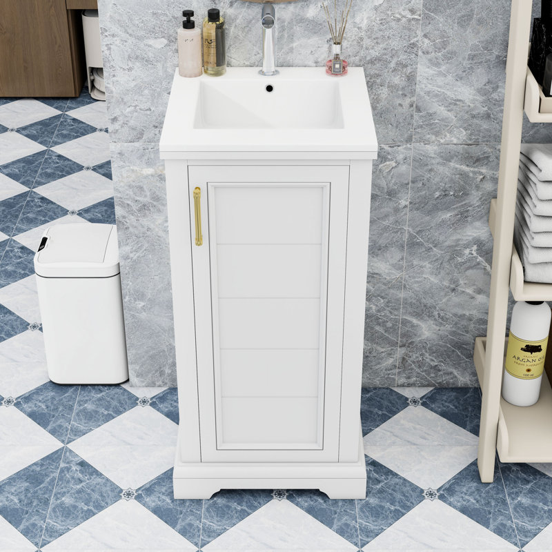 Meuble-lavabo autoportant avec lavabo, porte et tablette