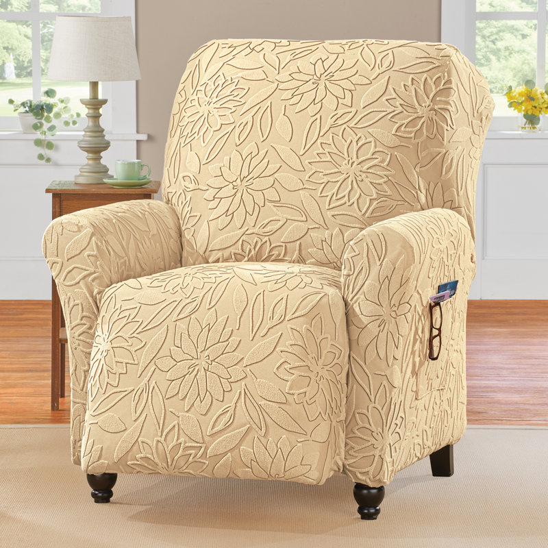 Housse texturée pour meubles à motif floral, Beige