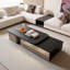 Table basse 69 po avec tiroirs de rangement et porte vitrée