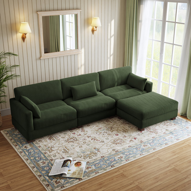 Maelina Reversible Modular Corner Sofa, Green